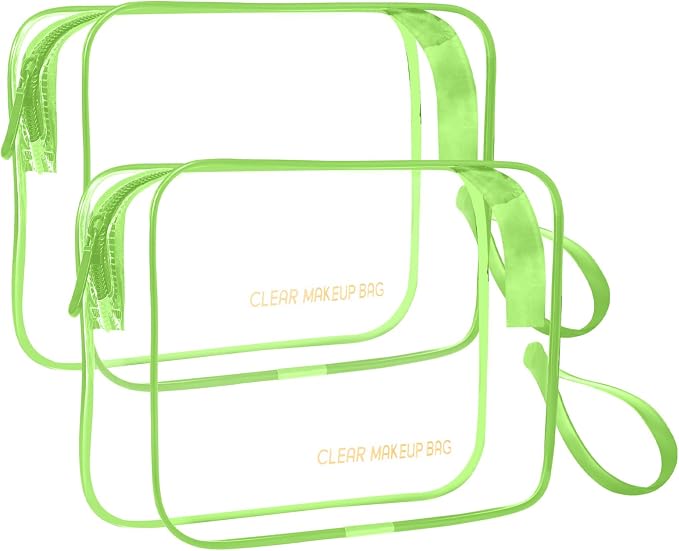 Icramsy Clear Makeup Bag,2 Pack TSA Approved Toiletry Bag for Women & Men | Portable Handheld Design, Waterproof, Airport Airline Compliant, Clear Toiletry Cosmetic Bag by Icramsy