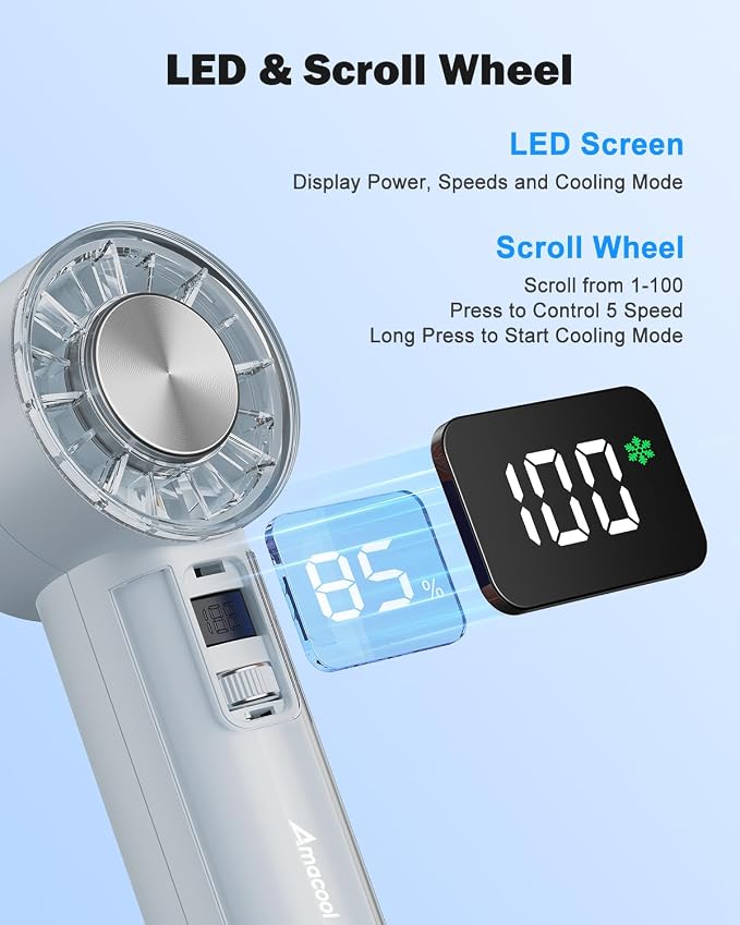 AMACOOL Handheld Fan with Ice Cooler, Mini Portable Cooling Fan | Gifts for Mom Her Women Girl, Small Yet Powerful, Personal Hand Fans for Men Travel Essentials Beach Outdoor Makeup - Image 6