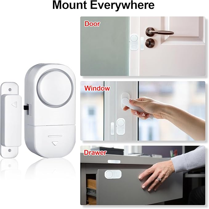 Door Window Alarm, 95DB Door Alarms for Kids Safety, Wireless Sensor Door Window Burglar Alarm-Window Pool Alarms for Home (6 Pack) - Image 6