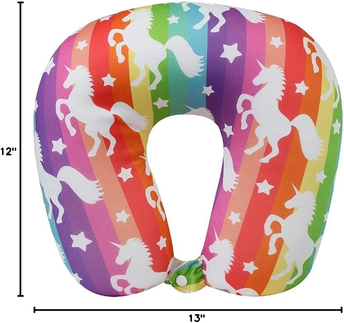 Patterned Microbead Airplane Travel Neck Pillow. Customize Your Comfort and Support While Traveling on a Plane, Car, Bus or Train! - Unicorn - Image 5