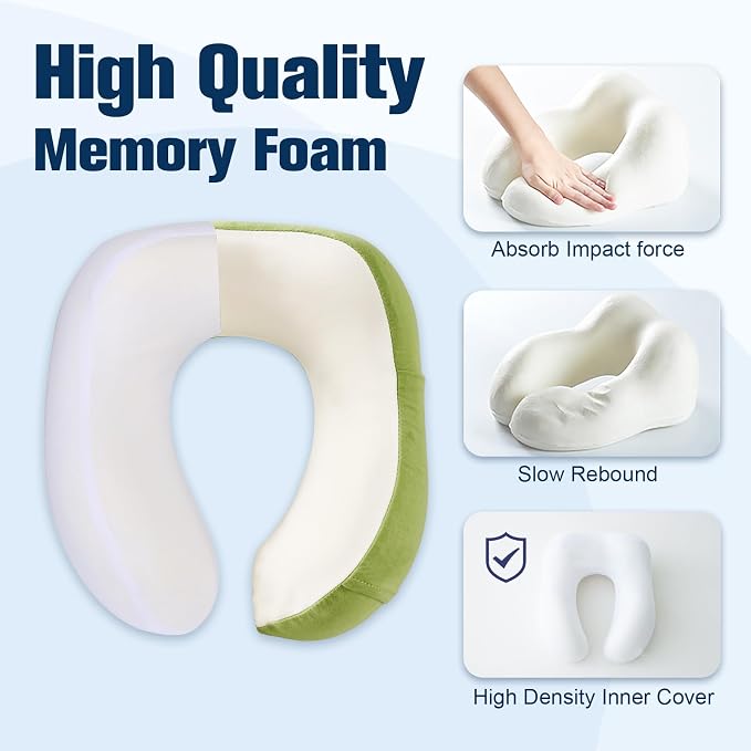 Cirorld Neck Pillow for Traveling, Travel Pillows for Airplanes,100% Pure Memory Foam Travel Neck Pillow, Adjustable Flight Pillow, Portable Plane Accessories with Eye Mask, Earplugs, Carry Bag - Image 4