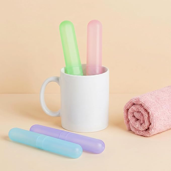 choyaxo 24pcs Portable Toothbrush Holders Travel Toothbrush Case Lightweight Plastic Toothbrush Container for Daily Camping Business Trip (24, 6 color) - Image 5