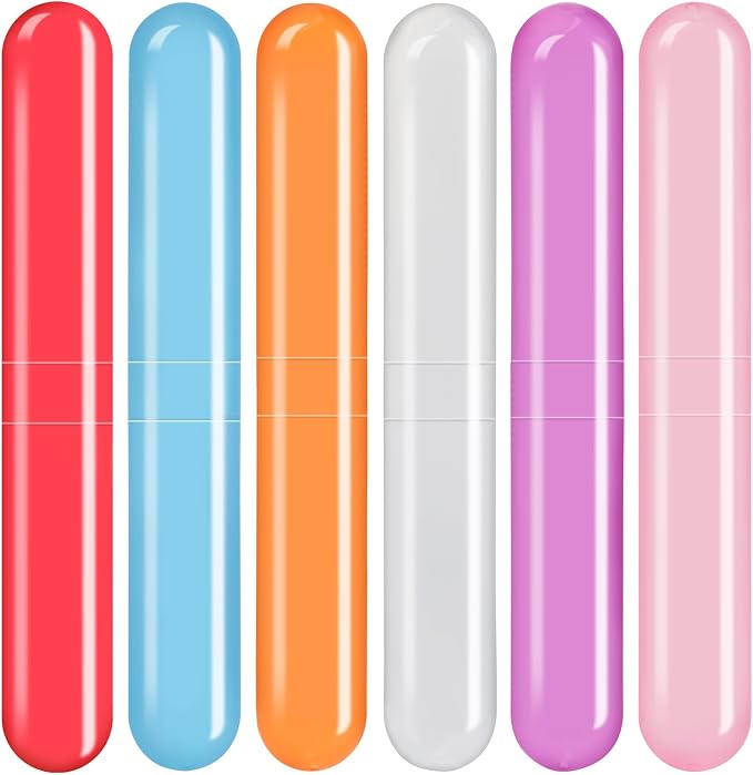 6 Pack Travel Toothbrush Case, Breathable Portable Toothbrush Holder, Plastic Toothbrush Cover Container for Couples Valentine Gifts, Traveling, Bathroom, School, Home, Business, Camping by Eaezerav