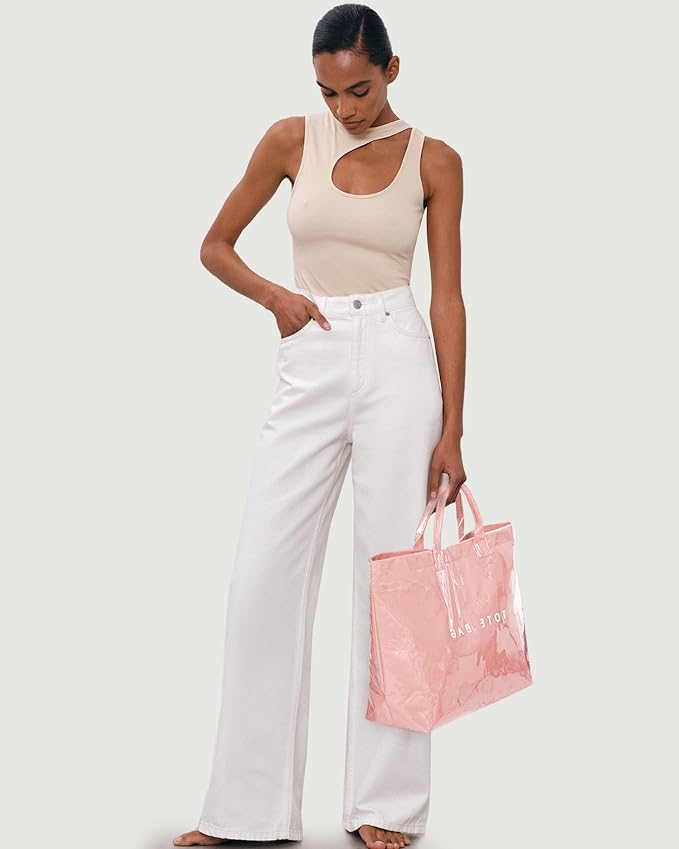 Lushandy PVC Tote Bag for Women Jelly Beach Bag Top Handle Hobo Handbag | Water-Resistant, Wipe Clean, Lightweight - Image 2