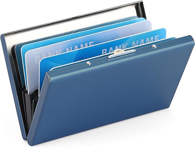 Stainless Steel Credit Card Wallet RFID Blocking Metal Case Pocket Business Card Holder for Women and Men by LOUEBICA