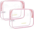 BAGSMART Clear Toiletry Bag 2-Pack TSA Approved Water-Repellent, Pink | Carry on Travel Accessories Bag, Airport Airline Quart Size Bags for Women Men, Makeup Cosmetic Bag by BAGSMART