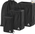 4 pcs Compression Packing Bags Cubes Set with HybridMax Double-Capacity Design - Packing Cubes for Travel Compression to Maximize Limited Luggage Space, Black by WellTraveled