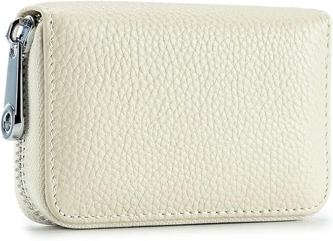 RFID Credit Card Holder Genuine Leather Credit Card Wallet with Zipper | RFID by EASTNIGHTS