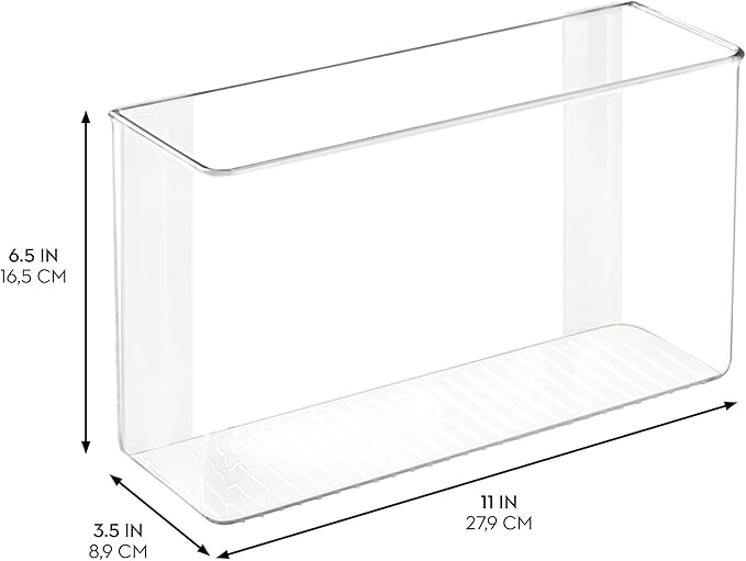 iDesign AFFIXX Plastic Wall Mount Organizer for Kitchen Bathroom, Office, Bedroom, Garage, Craft Room, 3.5" x 11" x 6.5", Clear | For Kitchen, Bathroom, Office, Bedroom, Garage, Craft Room - Image 2