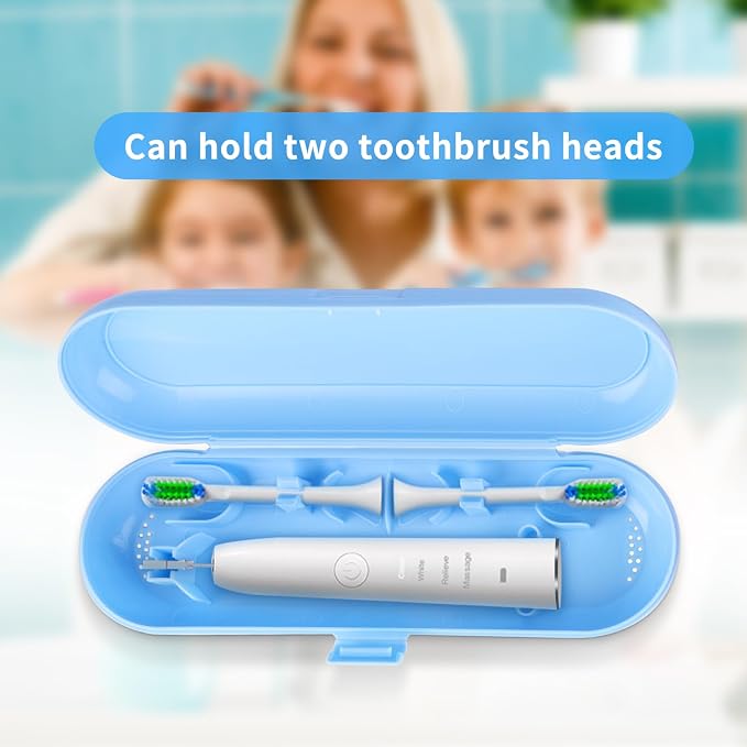 Fowecelt 2 Pack Electric Toothbrush Travel Case for Oral-B Pro and Other Electric Toothbrush Portable Travel Toothbrush Waterproof Plastic Holder (Blue & White) - Image 4