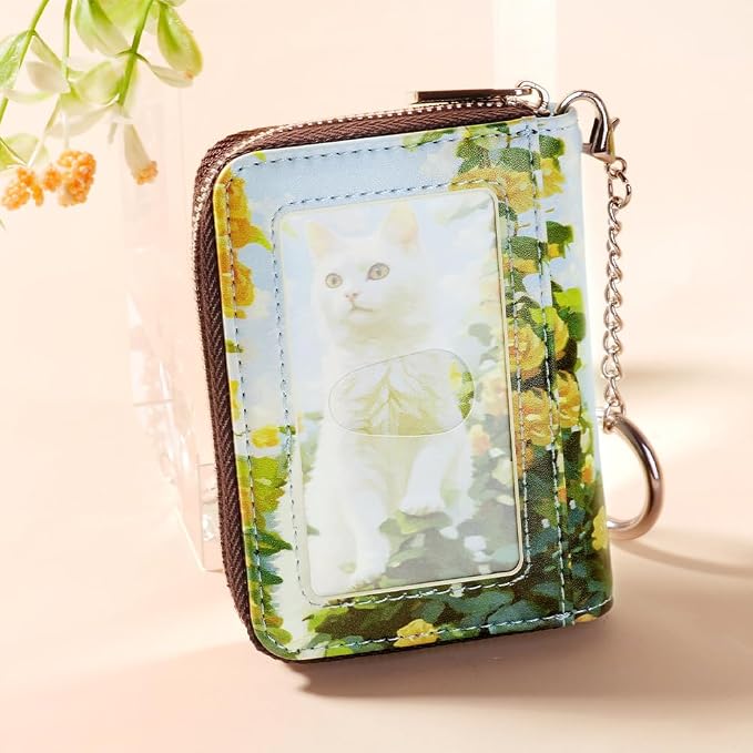 FurArt Zipper Wallet Women RFID Credit Card Holder keychain Wallet | ID Window RFID Blocking Compact Small business 15/16 slots - Image 4