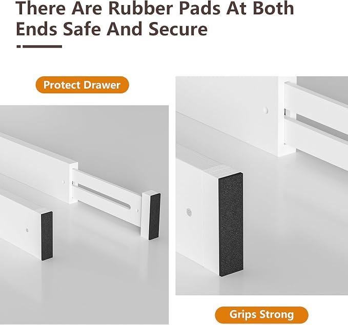 4 PCS Drawer Divider, 17"-22" Adjustable Bamboo Drawer Dividers Organizers, Expandable Separators for Kitchen, Clothes, Dressers, Home, Office, White - Image 3