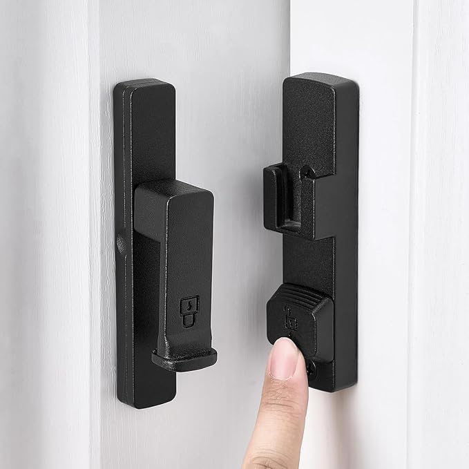 2 Packs Matte Black 90 Degree Barn Door Lock,Flip Gate Latches Hardware | Zinc Alloy Door Lock,Right Angle Door Lock Latch,Sliding Door Latches,for bedroom,drawer,pet enclosures,cabinet,garage,window - Image 8