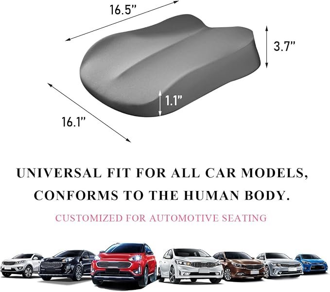Car Seat Cushion, Comfort Memory Foam Car Cushion, Non-Slip Auto Booster Seat Cushion for Improve Driving Vision, Suitable for Vehicles Trucks SUVs Car Accessories (Gray) - Image 2