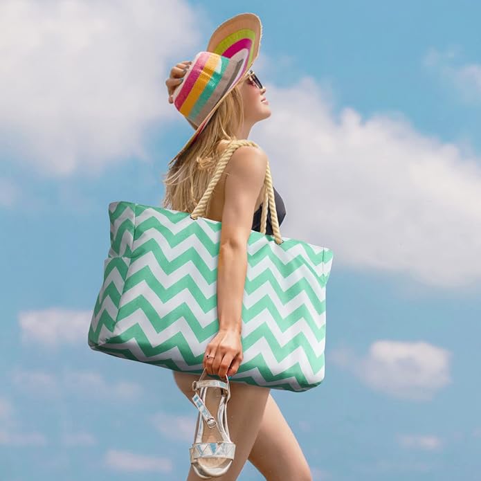 Becokan Beach Bags for Women Large Waterproof Beach Tote Bag Zipper Beach Bags Waterproof Sandproof Swim Pool Bag Large Tote - Image 2