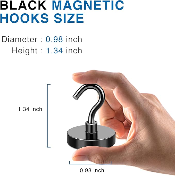 LOVIMAG Magnetic Hooks for Cruise Cabins, 85LBS, 6 Pack | Heavy Duty Neodymium Magnet with Hook Essentials for Classroom, Fridge, Ceiling, Hanger, Black - Image 2