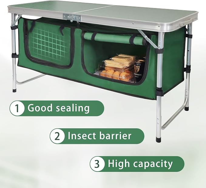 CampLand Outdoor Folding Table Aluminum Lightweight Height Adjustable with Storage Organizer for BBQ, Party, Camping - Image 5