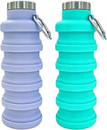 YCT Collapsible Water Bottle 17oz（500ml），Travel Portable Sport Water Bottle，Reusable Silicone Foldable Water Bottles for Gym Camping Hiking (Purple+Teal) by YCT