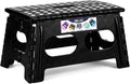 Delxo Folding Step Stool 9 inch,300Lbs Extra Wide Step Stool for Kids | Foldable Step Stool,15-Inch Extra Wide Non-Slip Foot Stools with Handle,Lightweight for Kitchen,Bathroom,Bedroom,Garden Black by Delxo