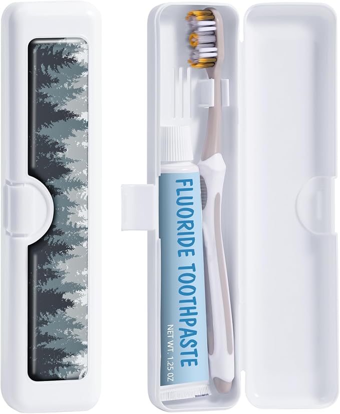 Toothbrush Travel Case - Colorful Pattern, Holder and Covers for Toothbrushes, Includes Tongue Scraper Case by Gerkia