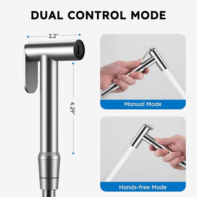 Arofa Built-in Hot and Cold Bidet Sprayer for Toilet, Hands-Free Control | Wall-Mounted Design, Dual Control Modes, Leak-Free Bidet Hose, Feminine/Baby/Pet Wash, Cloth Clean & Rinse, Stainless Steel - Image 3
