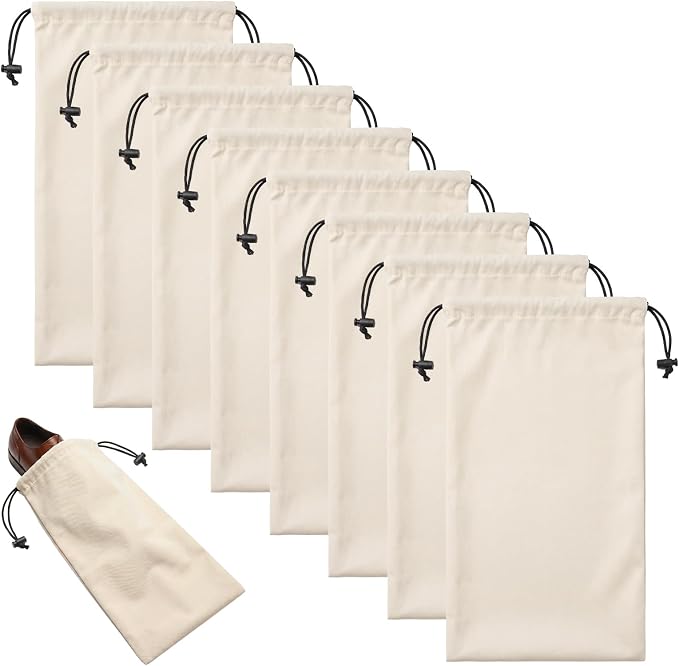 Merkfo 8-Pack Shoe Bags for Travel, One Shoe Per Bag, Fits Size 13 | Soft Drawstring Fabric Bags | 17.7 x 9.1 in | For Suitcase Packing, Gym Bags, and Closet Storage by Unknown