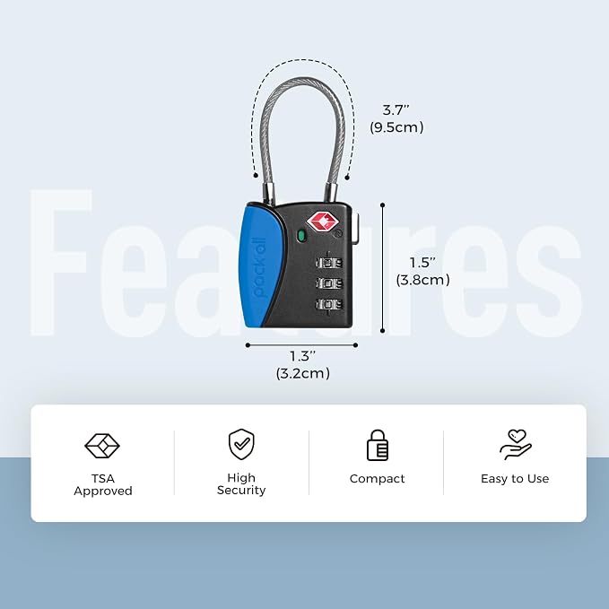 pack all TSA Approved Travel Luggage Locks, Resettable 3-Digit Code | Open Alert Indicator, Flexible Steel Cable, Zinc Alloy Body, Clear Number Dials, For Suitcase, Toolbox, Backpack, 4 Pack - Image 2