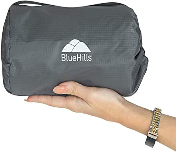 BlueHills Premium Soft Travel Blanket Pillow and Ultra Compact Travel Blanket Value Pack Set of 2 - Airplane Flight Blanket Throw in a case with Strap Compact Pack for Car Plane Travel Gray Grey - Image 6