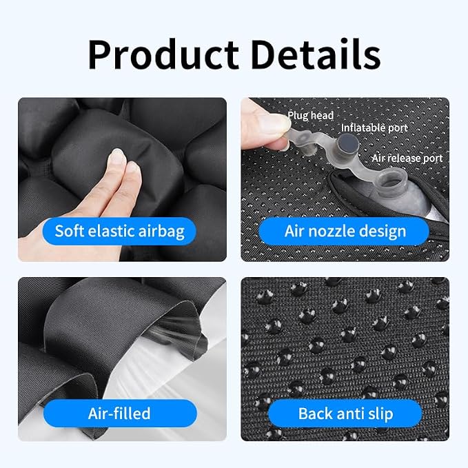 Sondour Travel Seat Cushion, Inflatable Airplane Cushion for Long Flights | U-shaped Portable Airline Cushion with Air Pump for Office & Airplane,Wheelchair,Car Stadium,Pressure Relief - Image 6