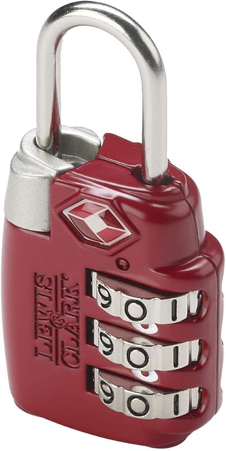Lewis N. Clark Travel Sentry TSA-Approved Luggage Lock, Large 3 Dial Combination with Easy Read Dials - Red by LewisNClark
