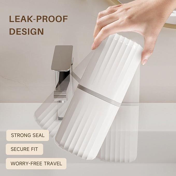 Topavatop Toothbrush Travel Case, 2 in 1 Toothbrush Holder and Rinse Cup, Large Capacity Toothbrush Cup with Cover, Portable Travel Toothbrush Holder for Traveling, Camping, Trip - 1Pcs - White - Image 3