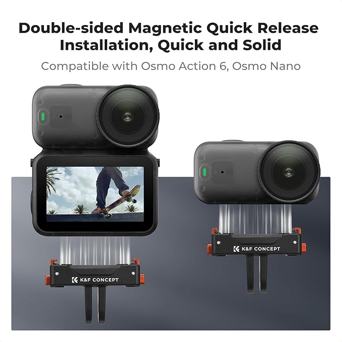 K&F CONCEPT 2 Pack Magnetic Adapter Mount for DJI Osmo Nano/Osmo Action 6 | Quick Release Extension Base Bracket with 1/4" Adapter/Quick-Release Buckle for Tripod, Action Camera Vlog Accessories PP09 - Image 2