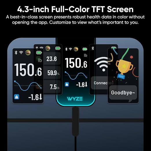 Wyze Scale Ultra Smart Scale for Body Weight, BMI & Muscle Mass | Wi-Fi & Bluetooth Sync, 4.3" Color Display, Tracks 13 metrics, Heart Rate Tracking, Baby/Pet/Luggage Mode, 400lbs Capacity - Image 2