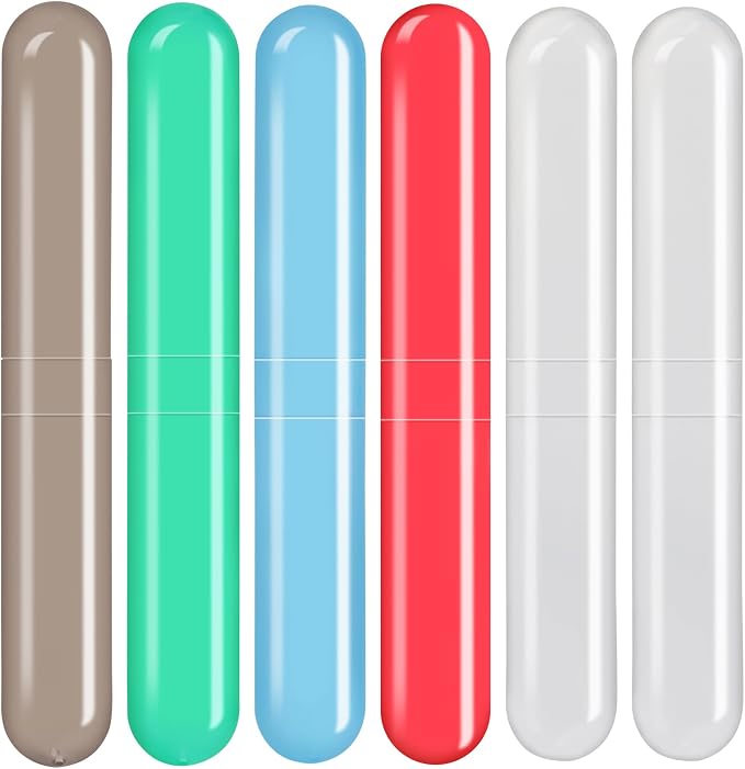 6 Pack Travel Toothbrush Case Breathable Portable Toothbrush Holder Plastic Toothbrush Cover Container for Couples Valentine Gifts, Traveling, Bathroom, School, Home, Business, Camping by Eaezerav