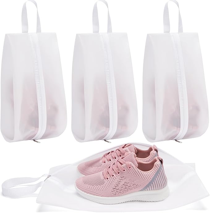 Vorspack Shoe Bags for Travel - 4 Pack Small Transparent Shoe Organizer with Handle Dustproof Shoe Bag Reusable Shoe Storage Bags for Men & Women by Vorspack