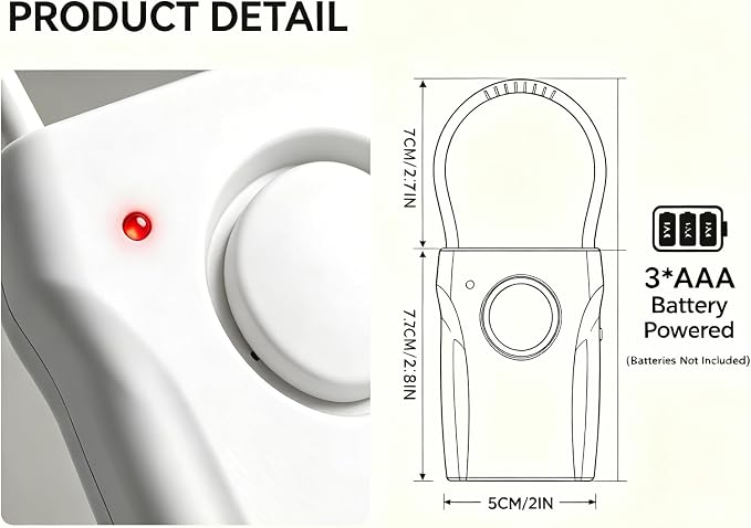 4 Pack Door Handle Security Alarm | 120dB Vibration Anti-Theft Alert, 3-Level Sensitivity, Portable Door Knob Alarm, For Travel Home Hotel Apartment - Image 8