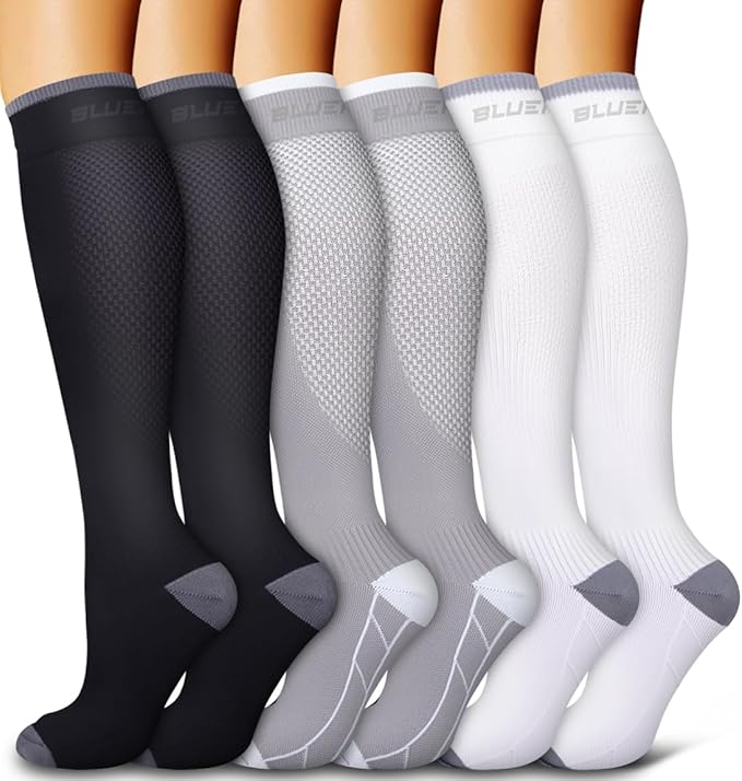 6 Pack Copper Compression Socks for Women and Men Circulation-Best Support for Medical,Running,Nursing,Athletic by Bluemaple