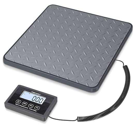 THINKSCALE Shipping Scale, 440 lb x 1 oz Digital Postal Scale, Hold & Tare | Non-Slip Rubber Platform, Bright Backlit LCD, Package, Luggage, Mailing & Postage Scale, AC Adapter & Batteries Included by THINKSCALE