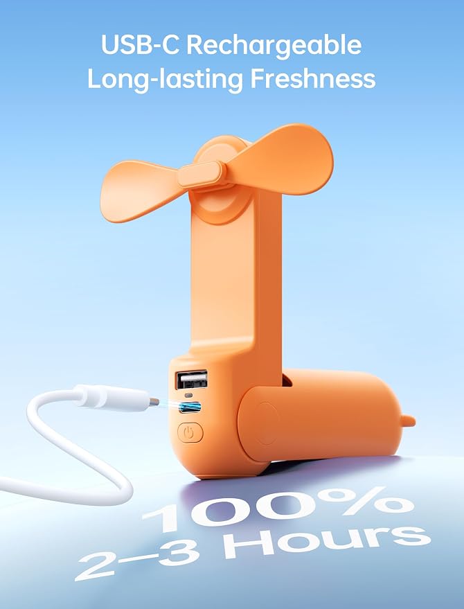 JISULIFE 3 IN 1 Portable Fan with Power Bank & Flashlight Featured | 19H Max Cooling, USB Rechargeable, Pocket-Sized Handheld Fan for Travel, Cruise, Concerts, Makeup, Summer Gifts for Women - Image 8