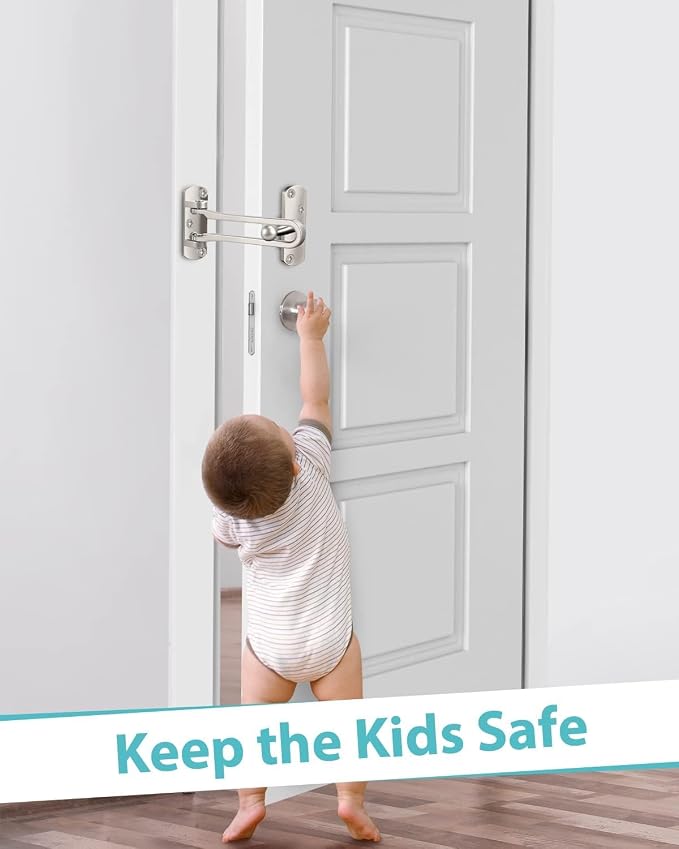 Door Safety Locks from Inside Swing Bar Door Lock Latch for Home Security | Swing Bar Door Latches Guard for Front Door Safety Child Proof Reinforcement Door Stopper for Kids Home Hotel Patio Apartment - Image 4