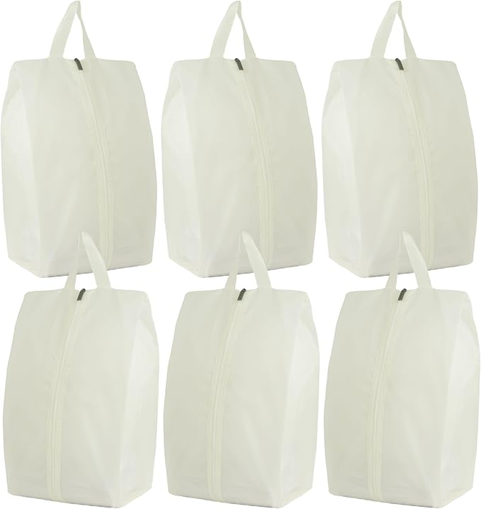 6pcs Portable Shoe Organizer, Travel Pouches with Zipper, Golf Shoe Bags, Clothes Bags, Soccer Cleats Bag Shoe Pouch for Gym, Waterproof, Odor-Resistant (White) | Golf Shoe Bags, Clothes Bags, Soccer Cleats Bag Shoe Pouch for Gym, Waterproof, Odor-Resi... by Stenffy