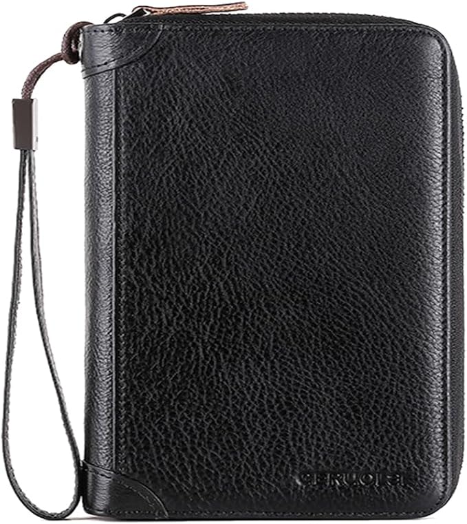 Card Bag Cowhide Wallet Men Coin Purse RFID Blocking Card Case Portable Card Holder Coin Bag Pouch with 12/20/30/45 Card Slots Black C by PORRASSO