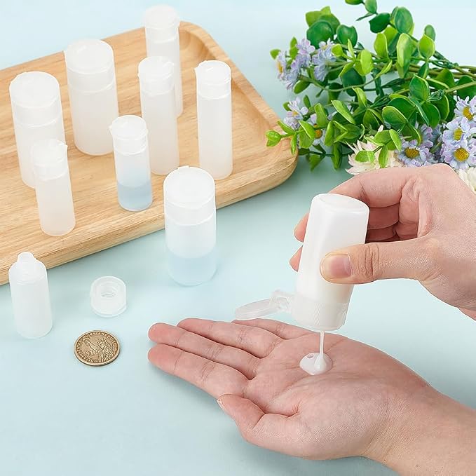 BENECREAT 10Pcs 12ml/18ml/30ml Travel Bottles Plastic Toiletry Bottles Flip Cap Squeeze Sample Bottle Containers for Makeup Lotion Emulsion Foundation Shampoo Packing - Image 3