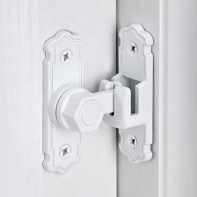 2 Packs White Aluminum Alloy 90/180 Degree Gate Lock,Barn Door Latches | Flip Gate Latches,Right Angle Door Lock Latch,Sliding Door Latches,for bedroom,garage,window,pet enclosures,drawer,cabinet - Image 3