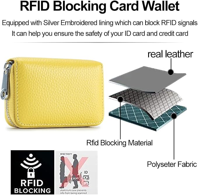 RFID Credit Card Holder Genuine Leather Credit Card Wallet with Zipper | RFID - Image 5