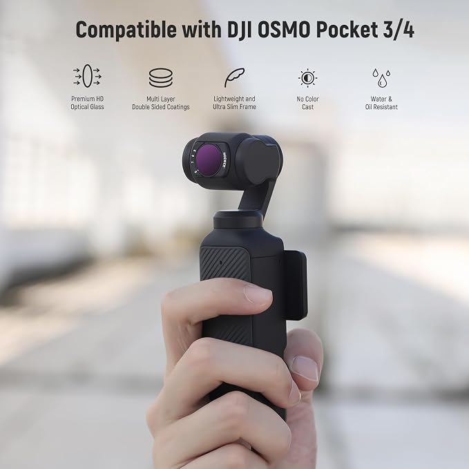 NEEWER Filter Set Compatible with DJI Osmo Pocket 3 / Pocket 4 / Xtra Muse, 4 Pack Magnetic ND Filter Action Camera Accessories Kit (UV + CPL + Variable ND2-32 + ND64-512) - Image 2
