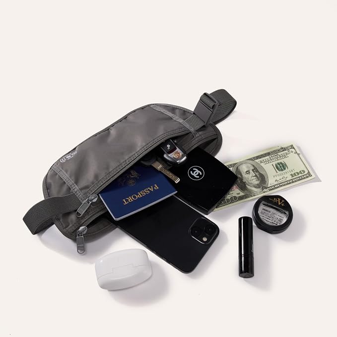 Pander RFID Blocking Travel Money Belt – Hidden Waist Pouch for Passport, Cash, Cards, Slim Belt Bag for Men and Women, Dim Grey (Pack of 2) - Image 3