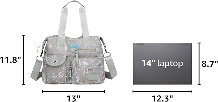 Tote Bag for Women,Multi Pockets Shoulder Handbag,Nurse Bag for Work,Large Cross body Purse,Fashion Nylon Top Handle Satchel - Image 3
