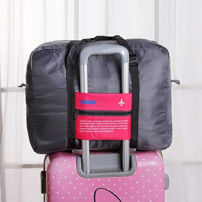 Foldable Travel Duffel Bag 2PCS Sports Gym Tote Water Resistant Carry on Luggage bag Weekender Overnight Bag (Pink+Blue) - Image 9