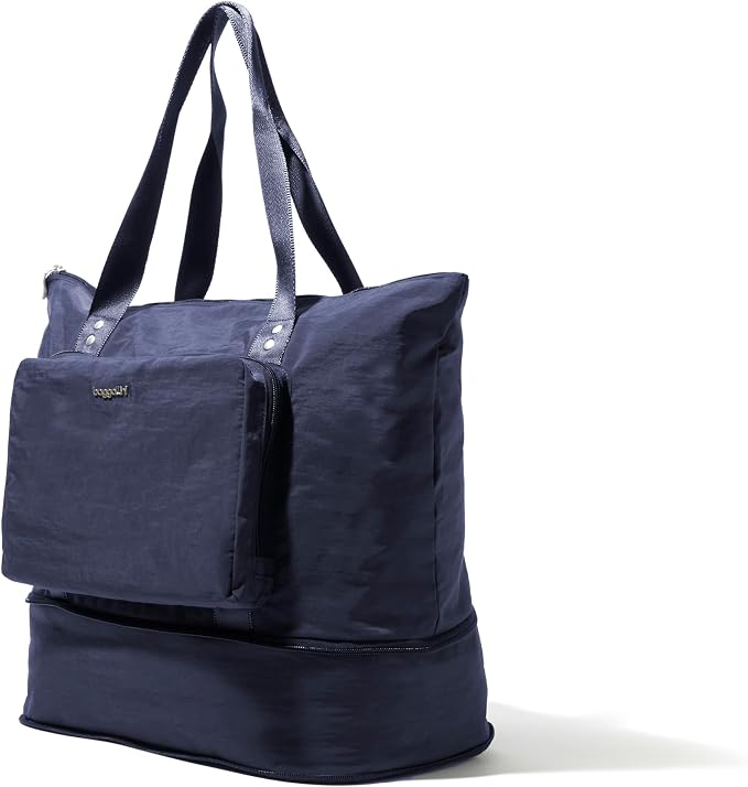 Baggallini Carryall Expandable Lightweight Travel Tote 22" Packable Folding Compact Nylon Washable Weekender w/Luggage Sleeve - Image 9
